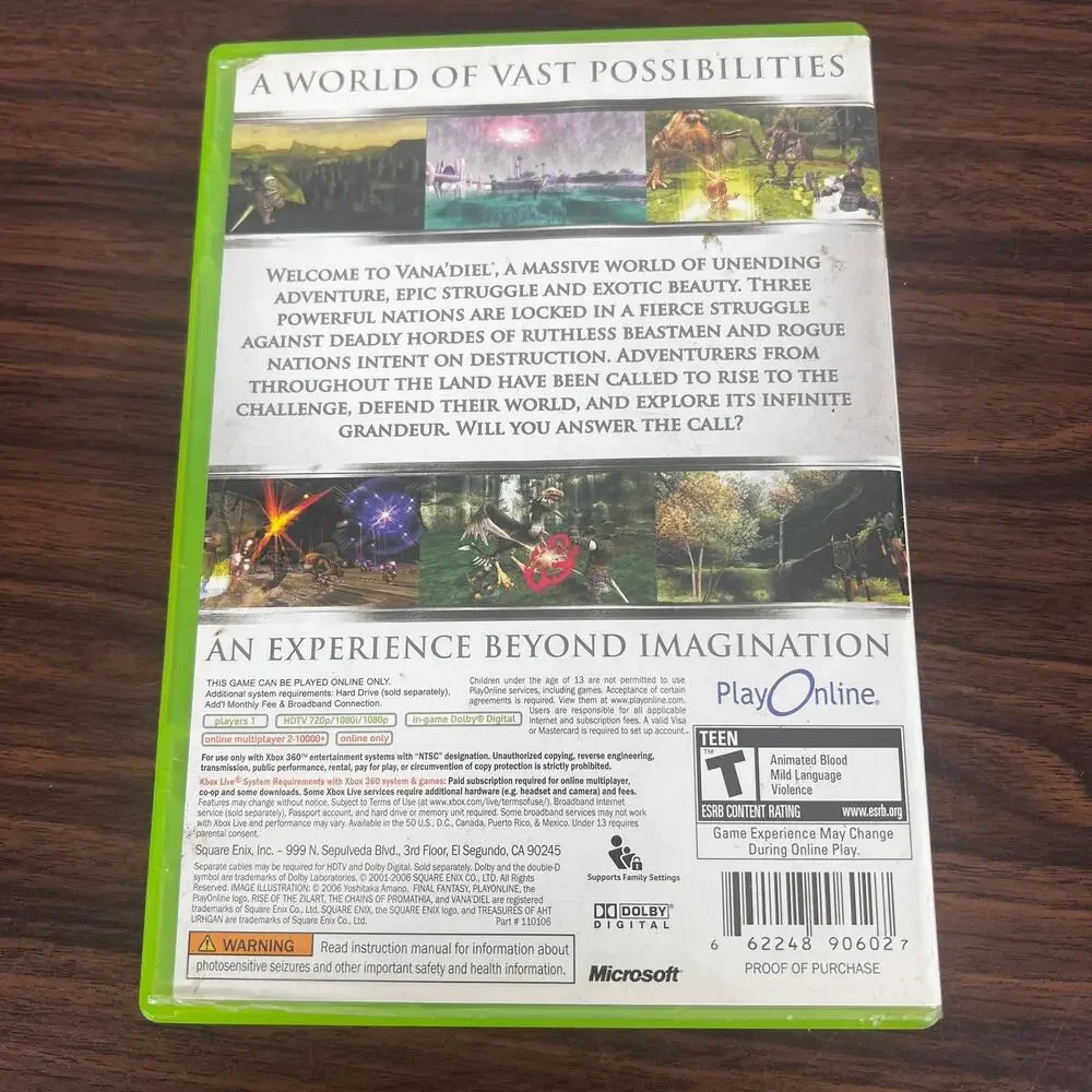 Xbox‎ 360 Final Fantasy XI Online NTSC CIB Complete In Box Video Game